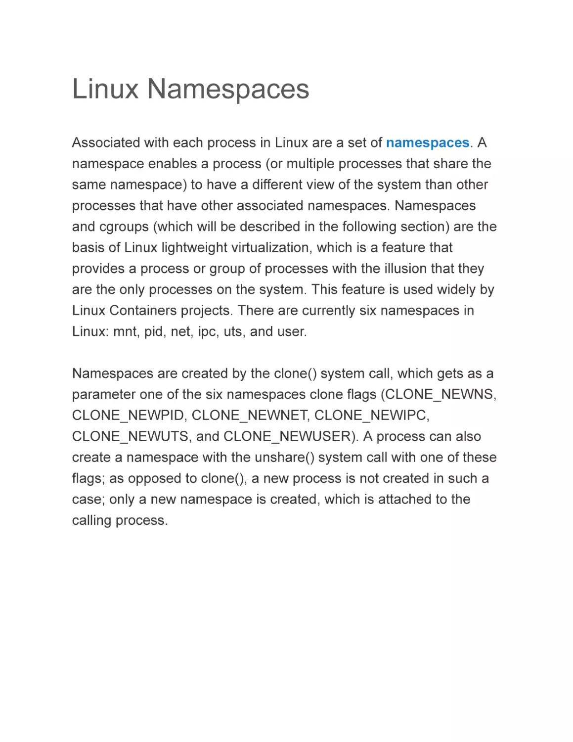 Linux Namespaces