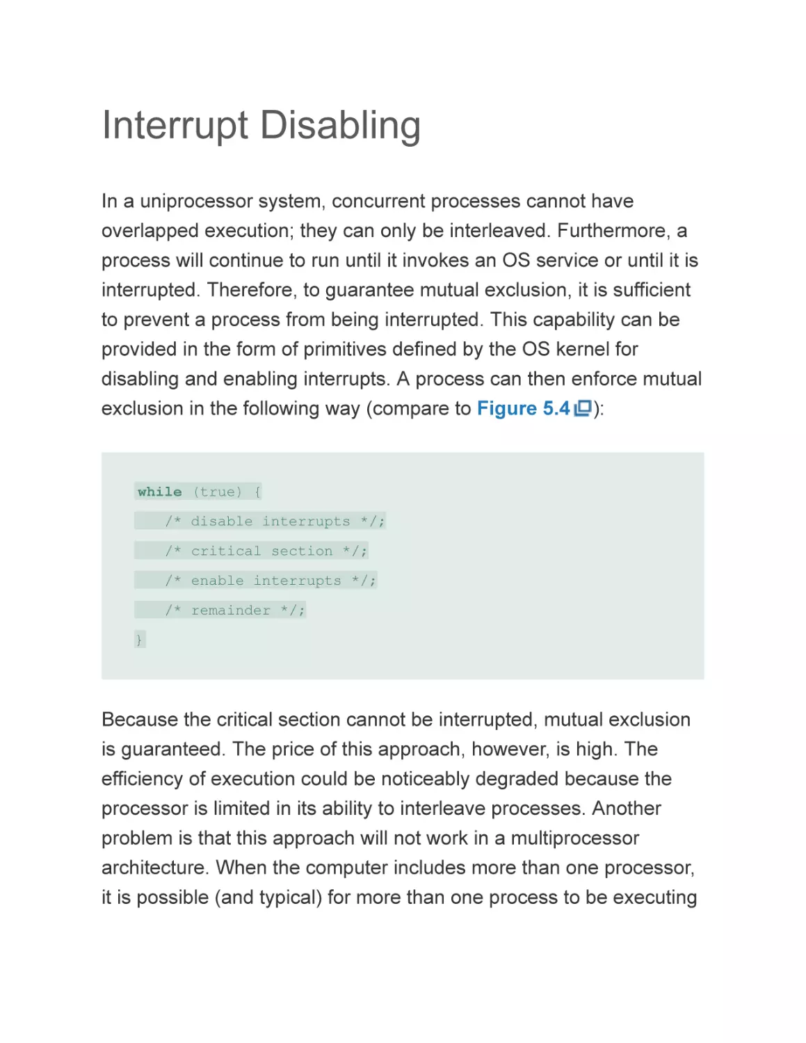 Interrupt Disabling