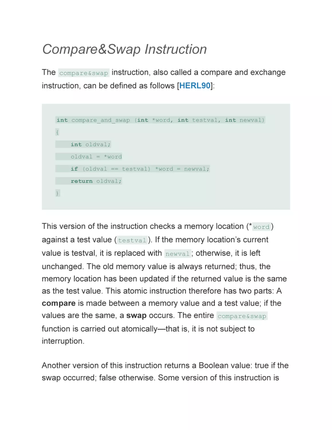 Compare&Swap Instruction