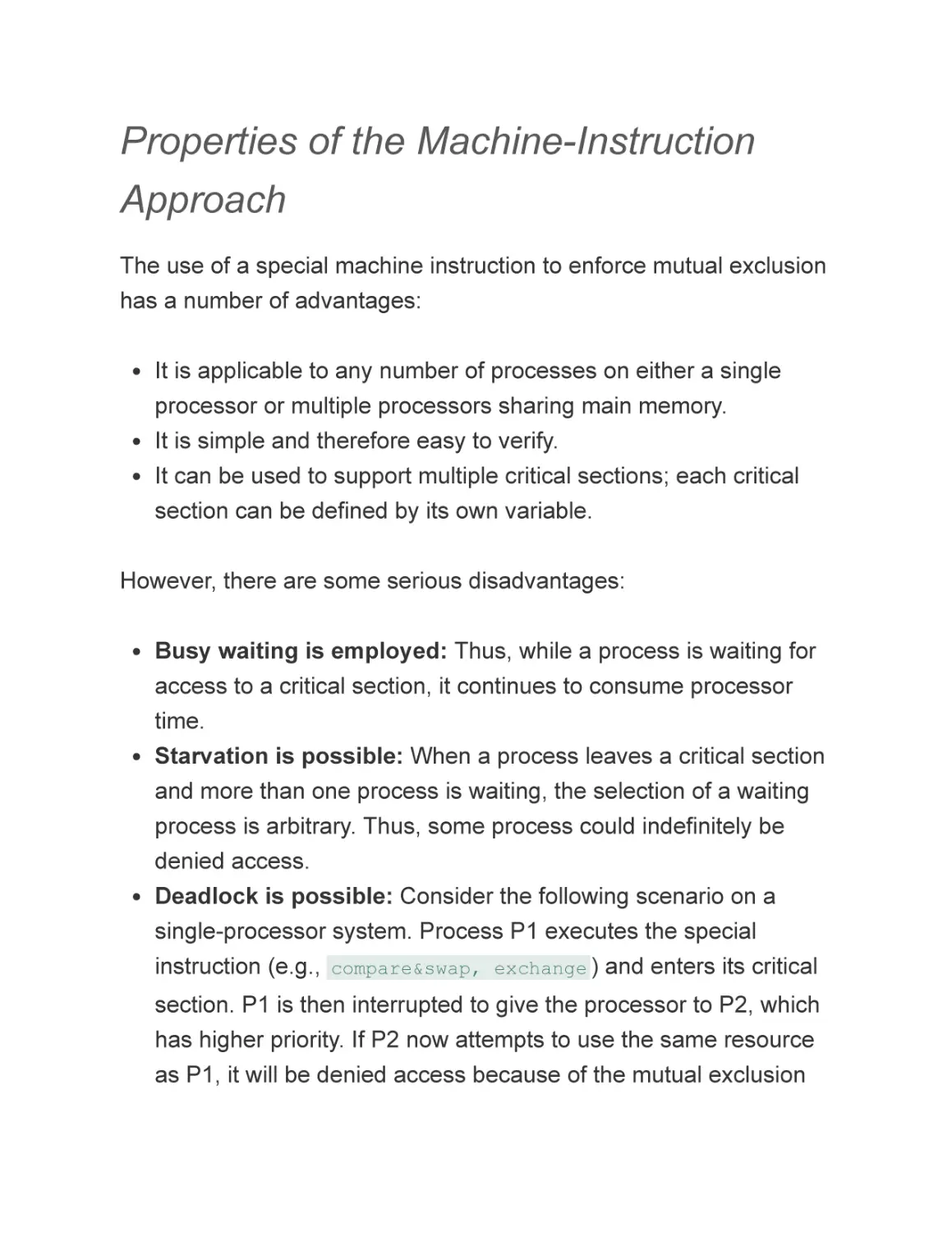 Properties of the Machine-Instruction Approach