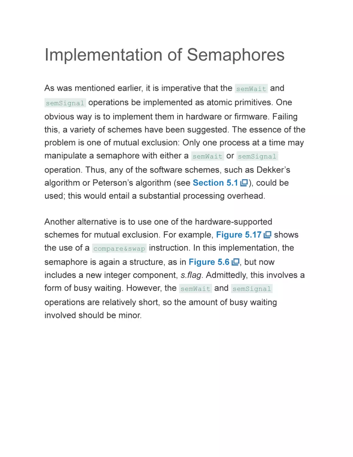 Implementation of Semaphores