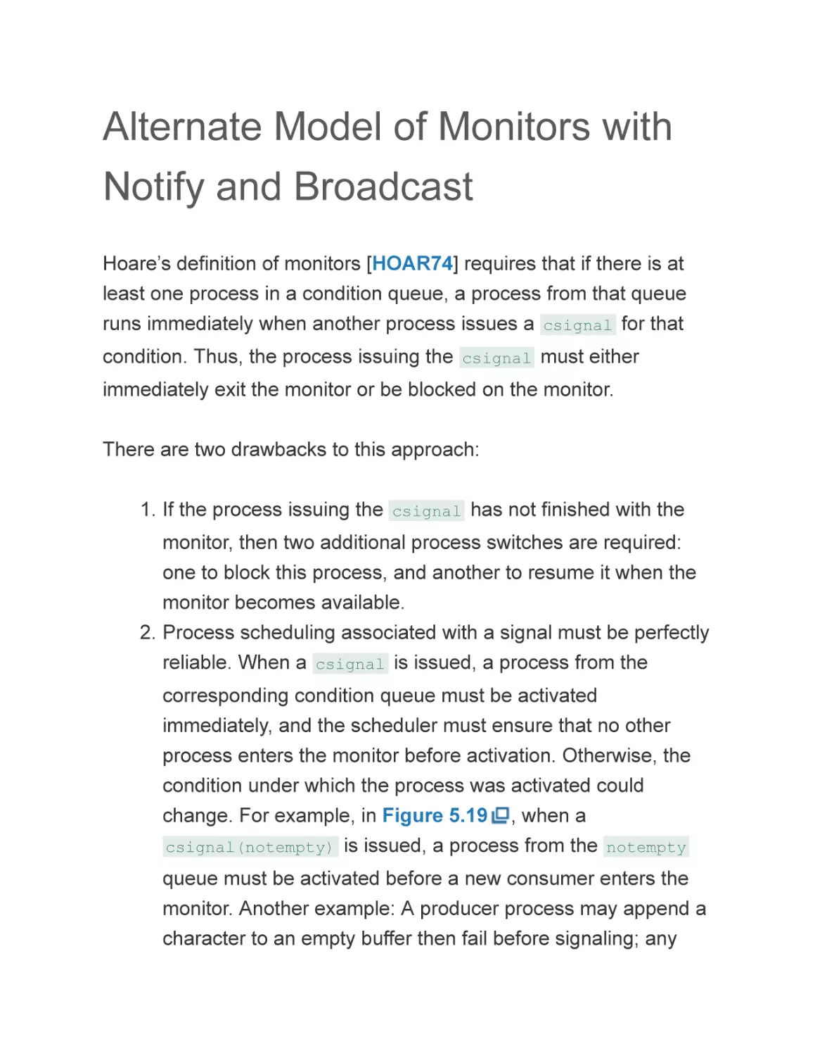 Alternate Model of Monitors with Notify and Broadcast