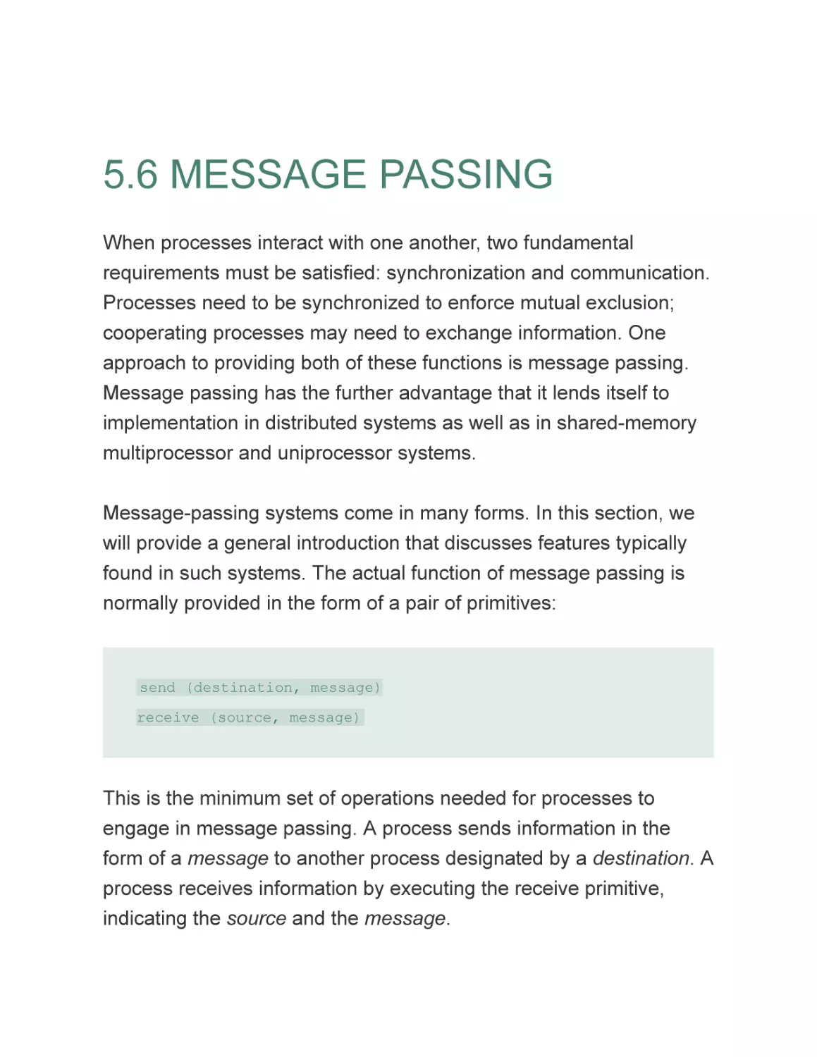 5.6 MESSAGE PASSING