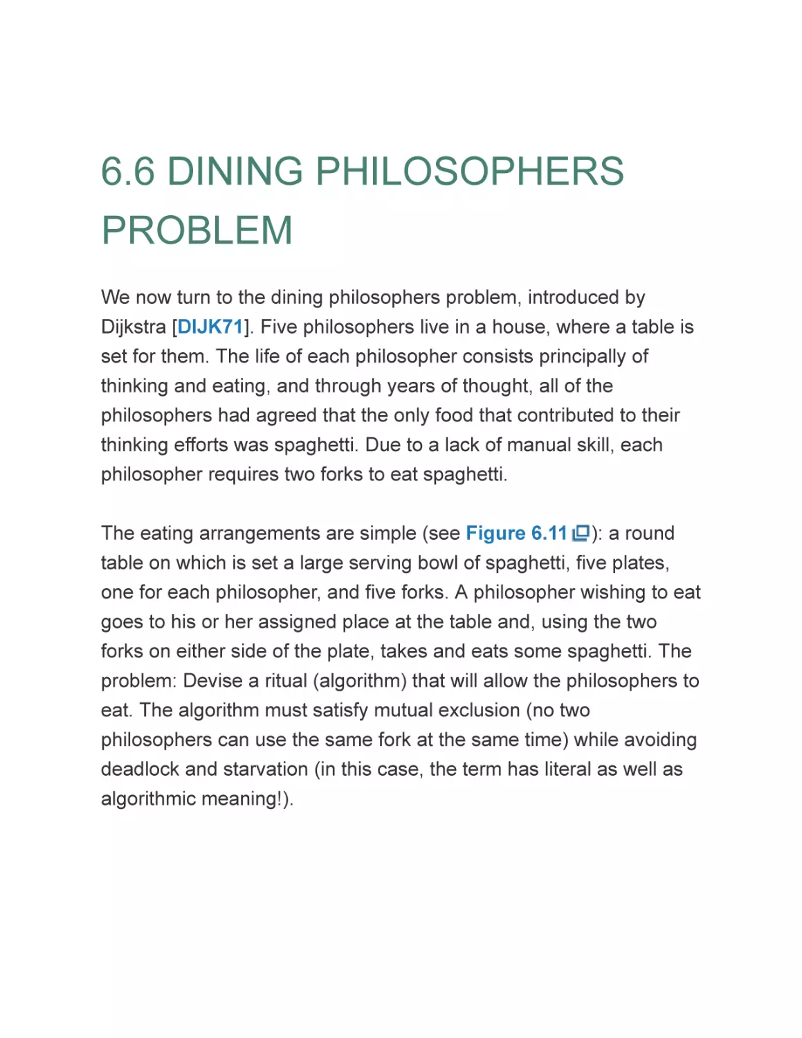 6.6 DINING PHILOSOPHERS PROBLEM