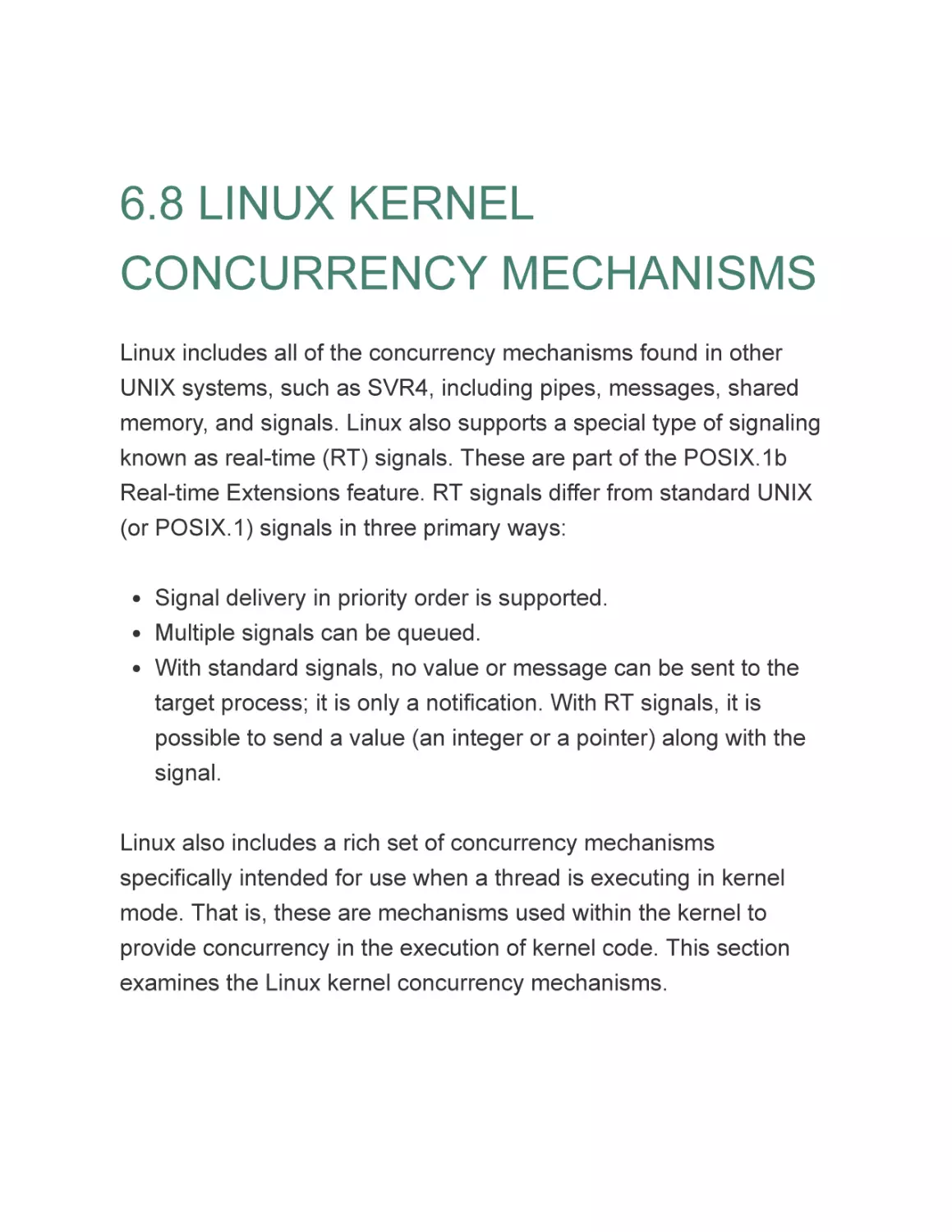 6.8 LINUX KERNEL CONCURRENCY MECHANISMS