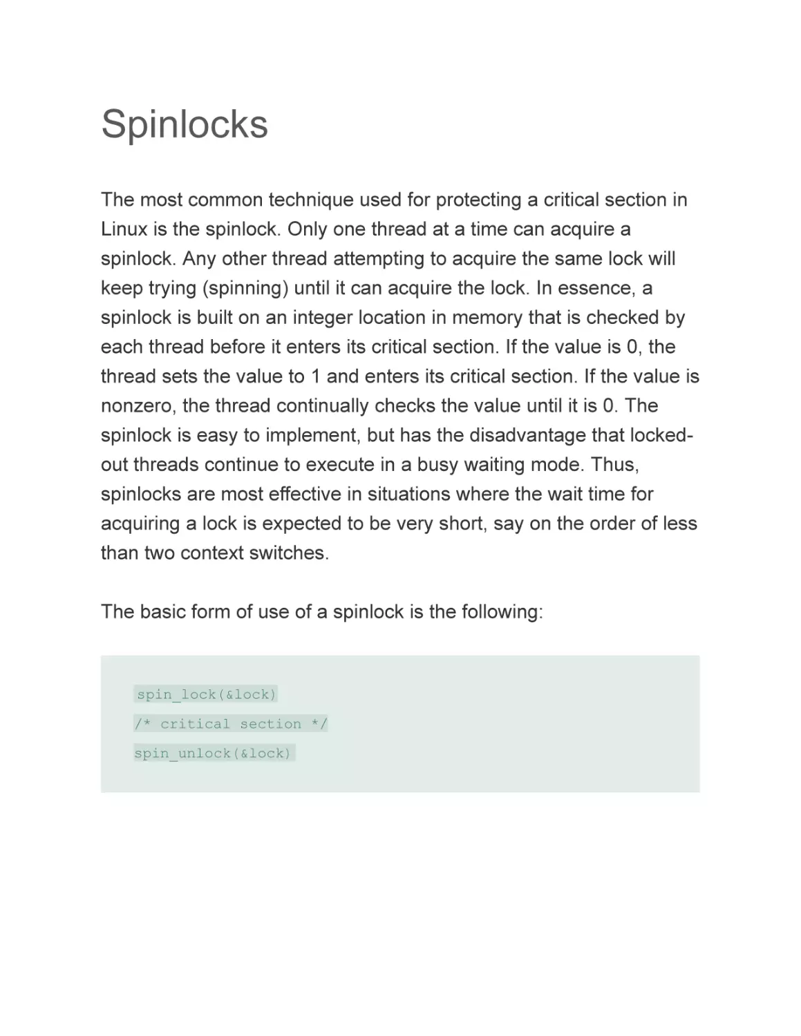 Spinlocks