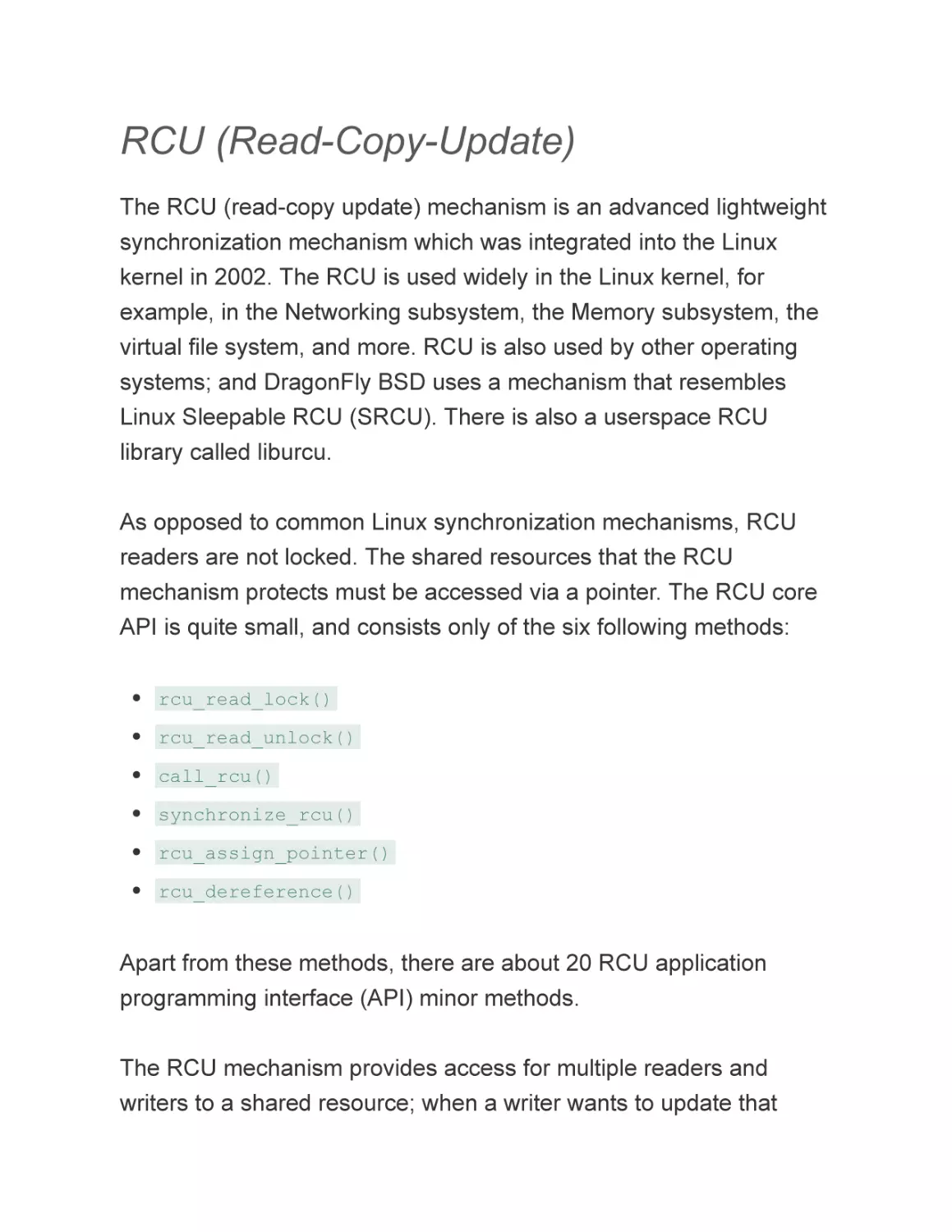 RCU (Read-Copy-Update)