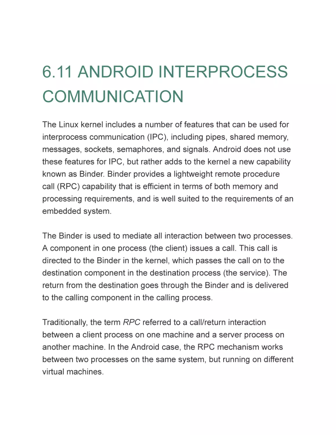 6.11 ANDROID INTERPROCESS COMMUNICATION