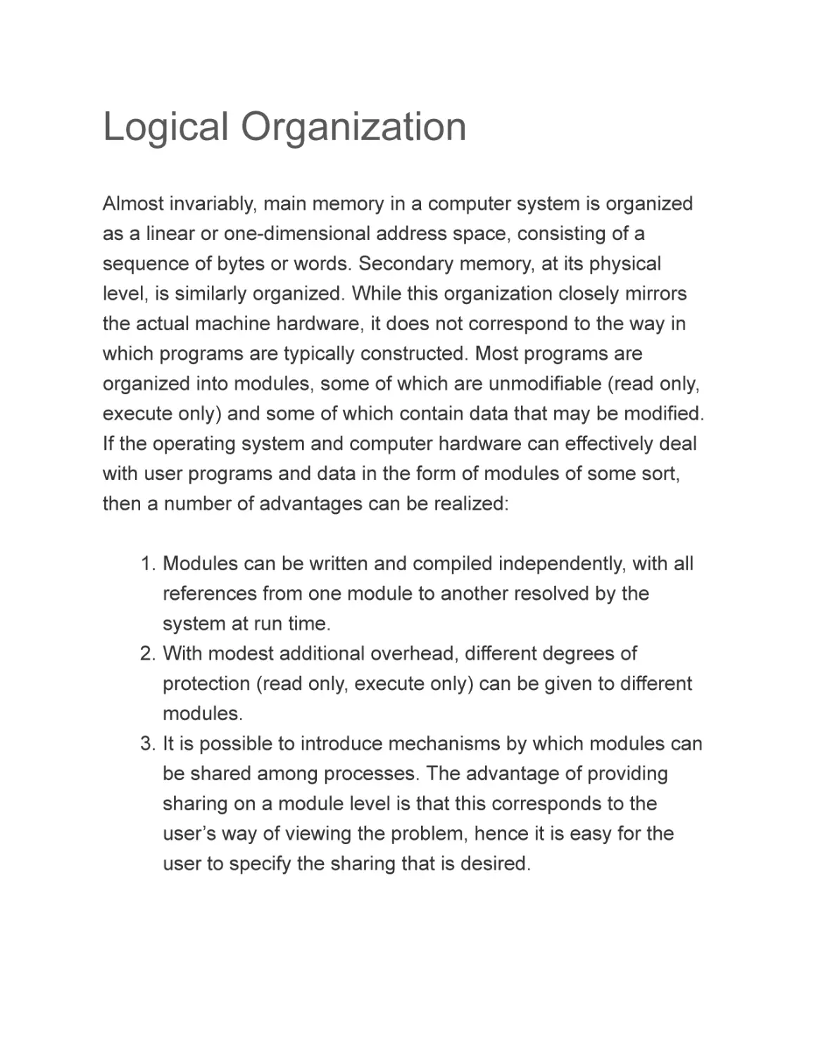 Logical Organization