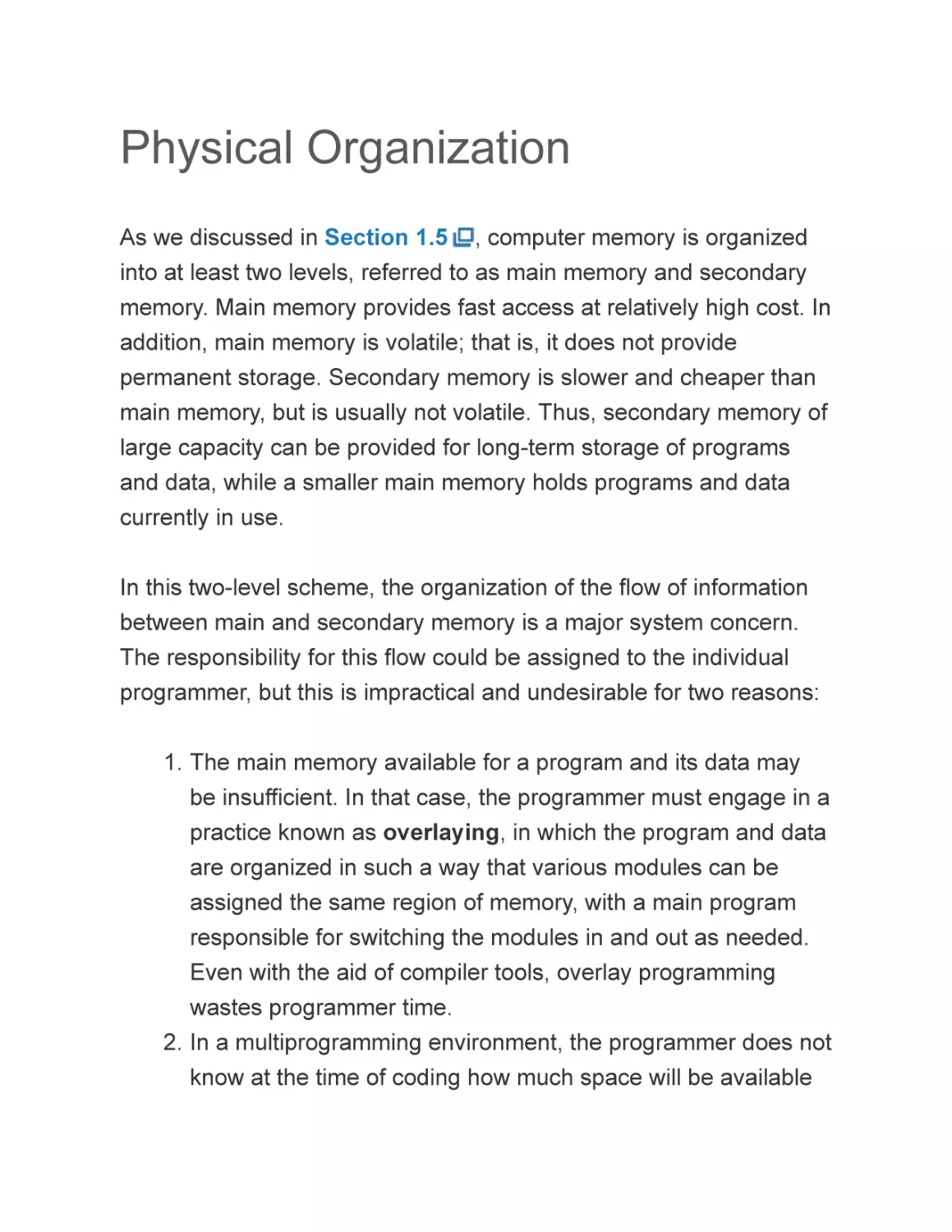 Physical Organization