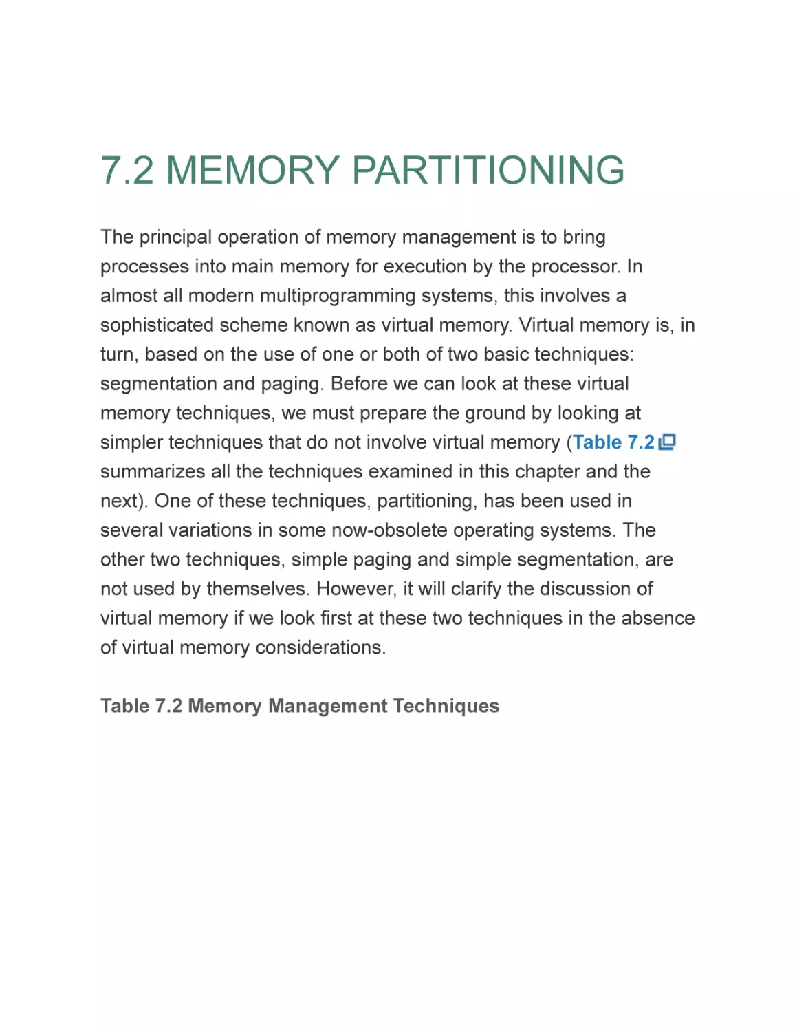 7.2 MEMORY PARTITIONING