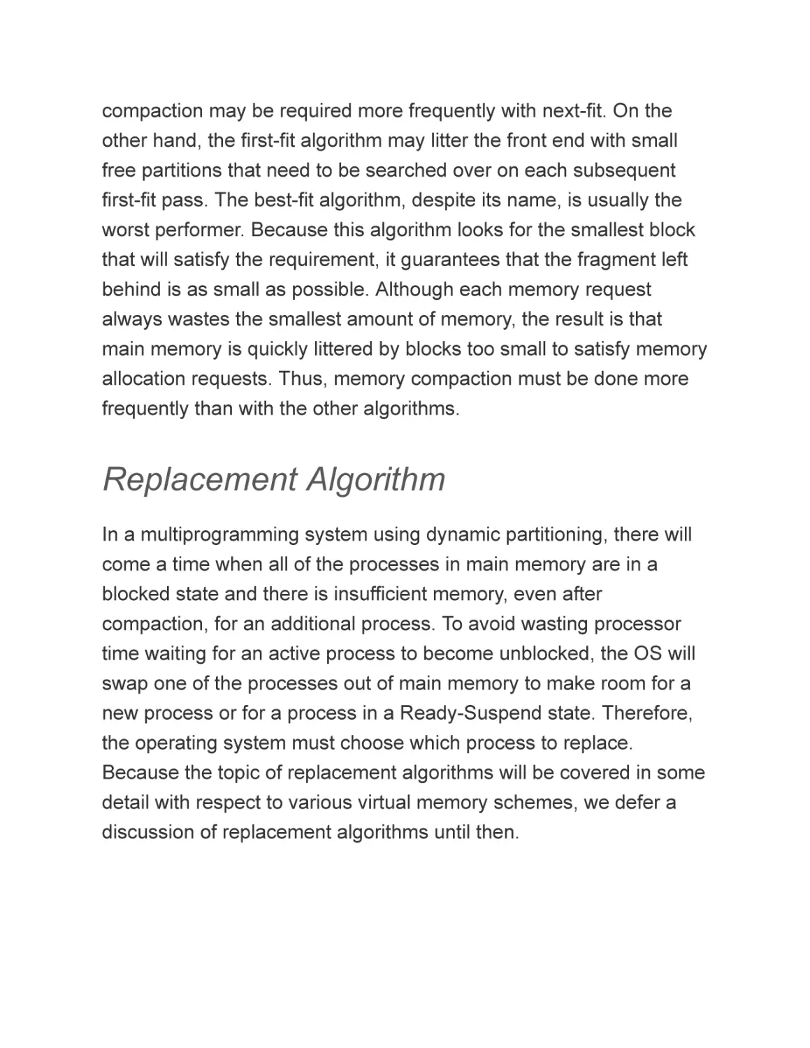 Replacement Algorithm