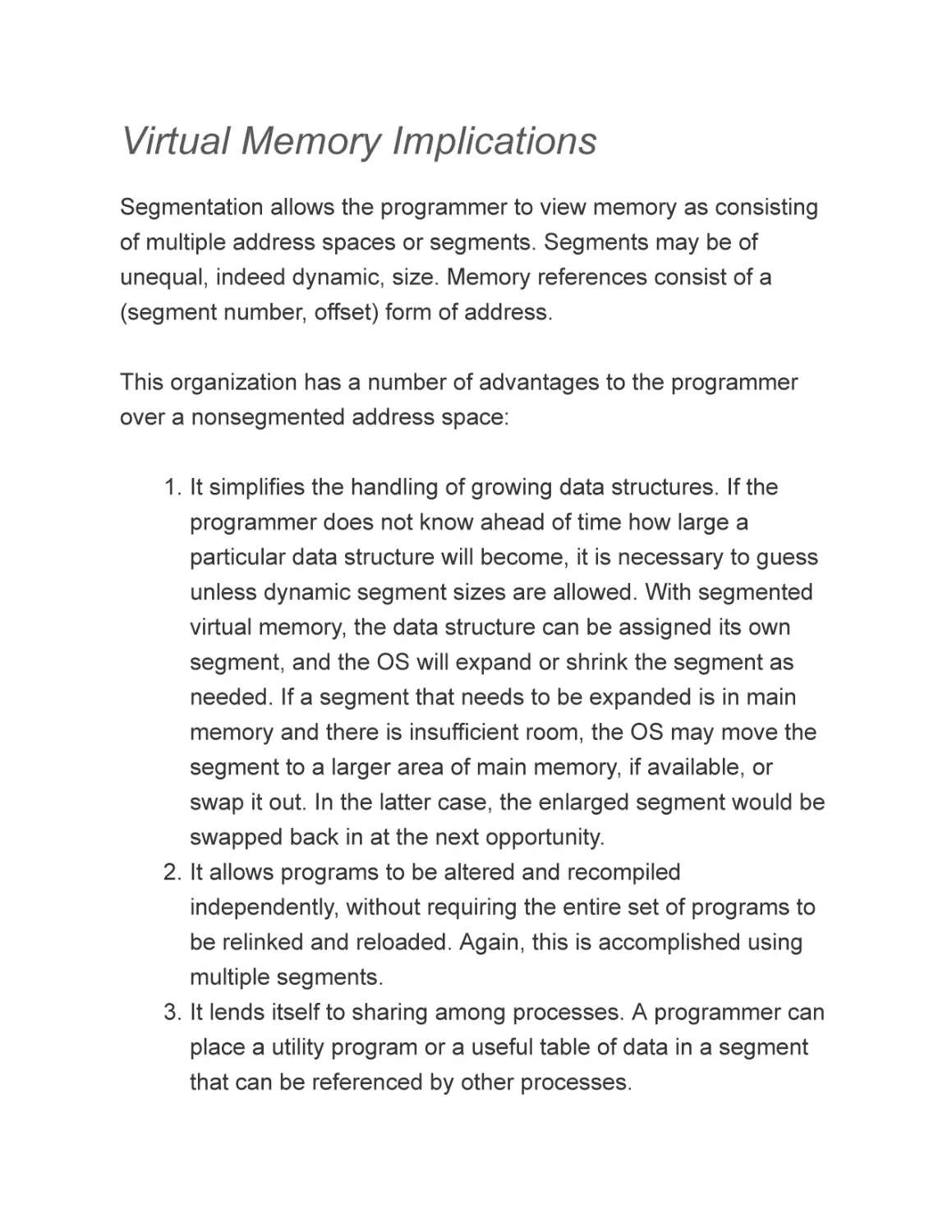 Virtual Memory Implications