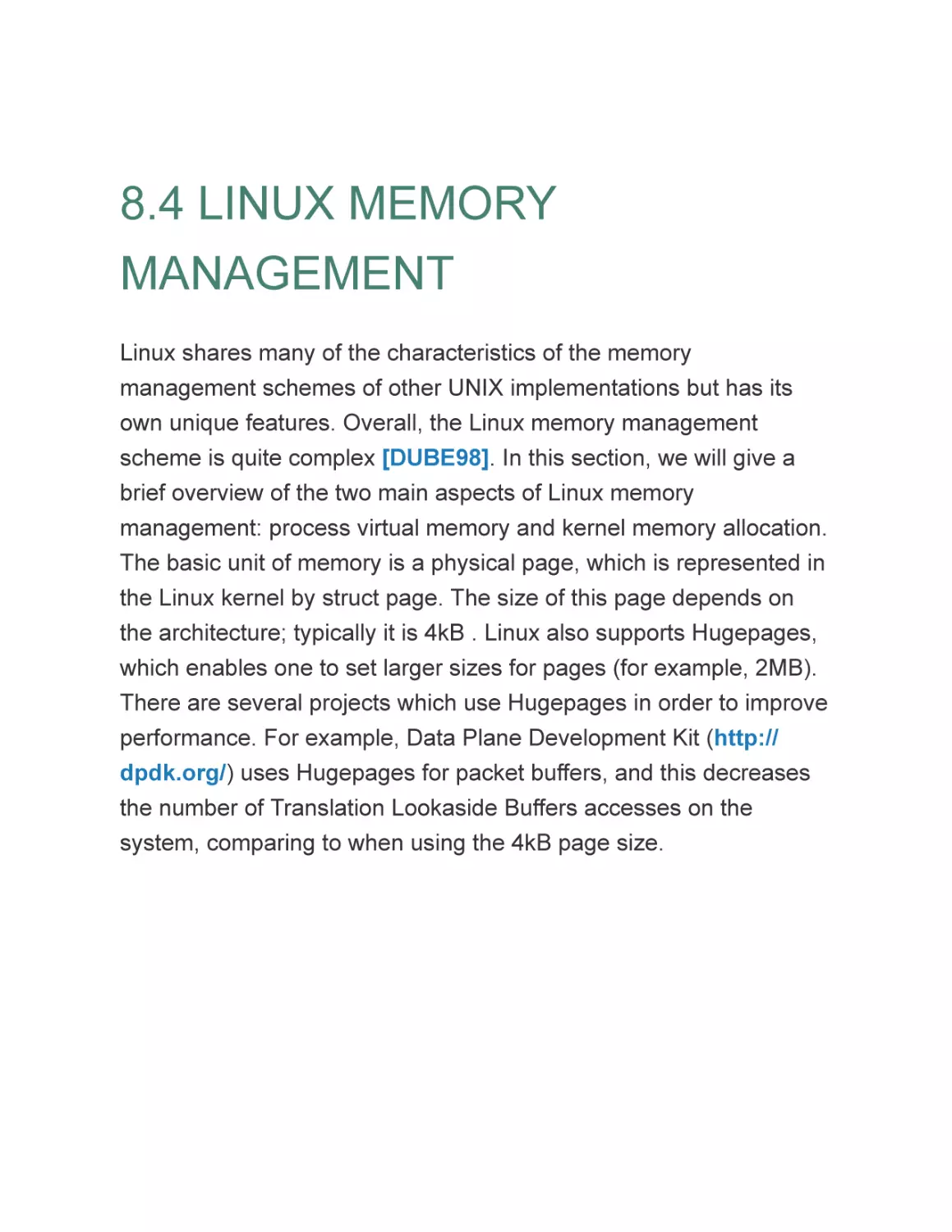 8.4 LINUX MEMORY MANAGEMENT