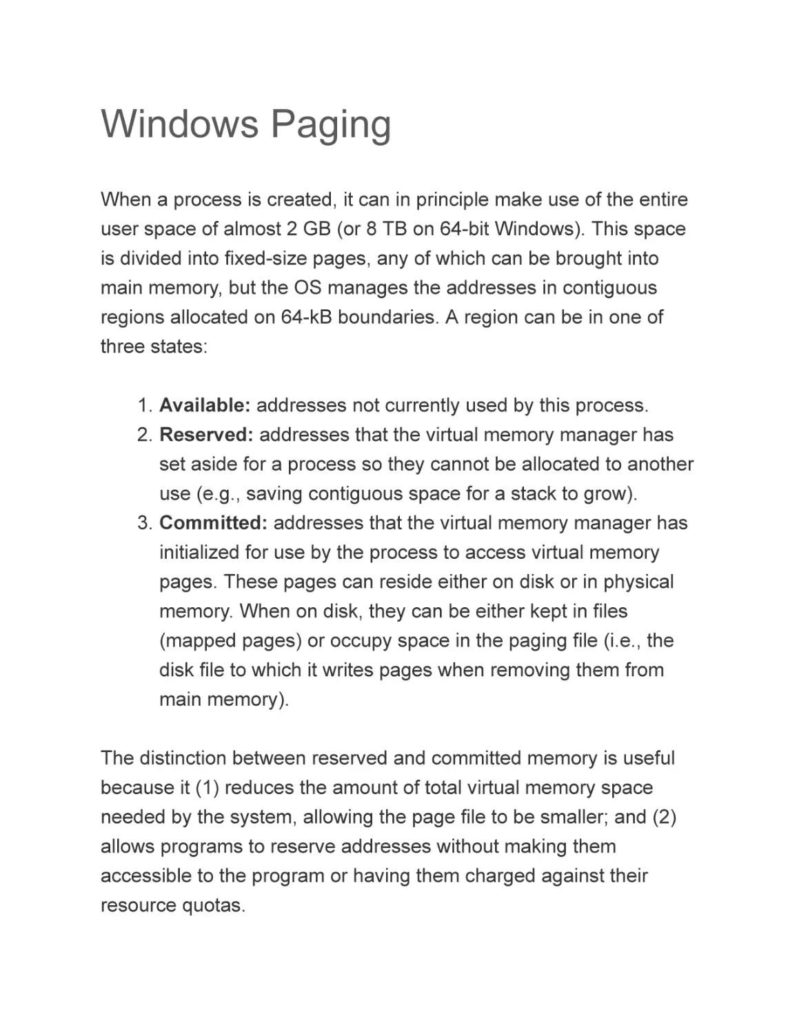 Windows Paging
