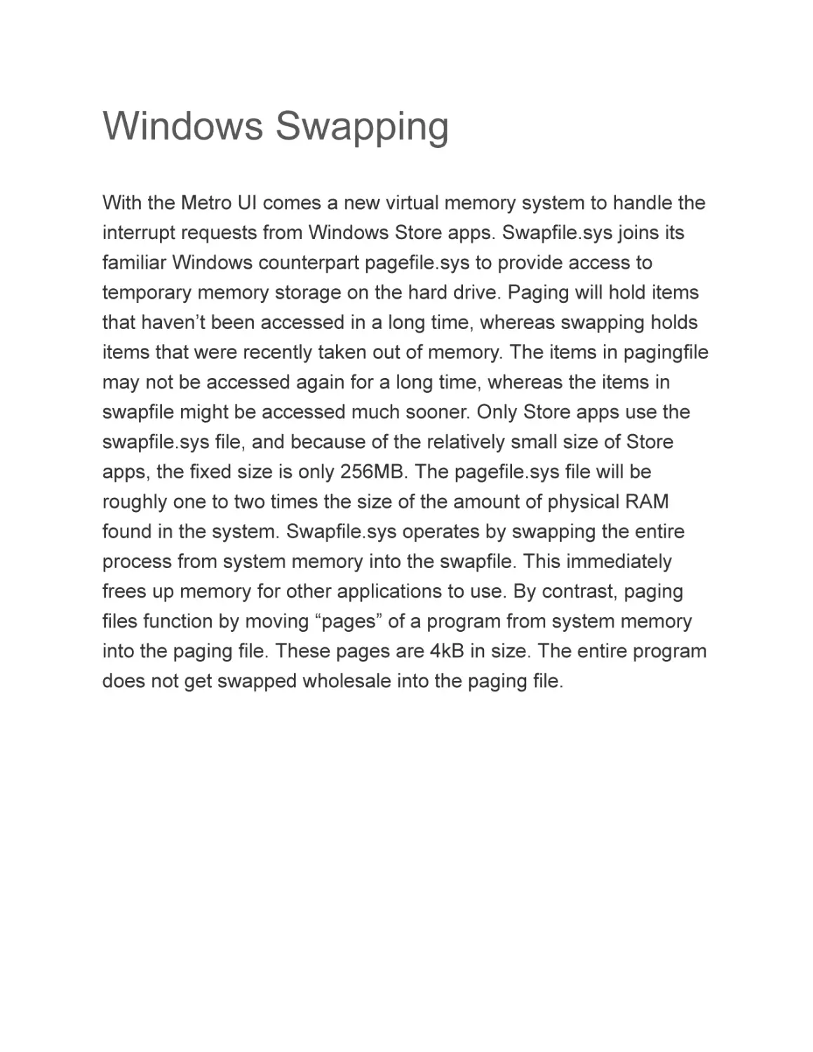 Windows Swapping