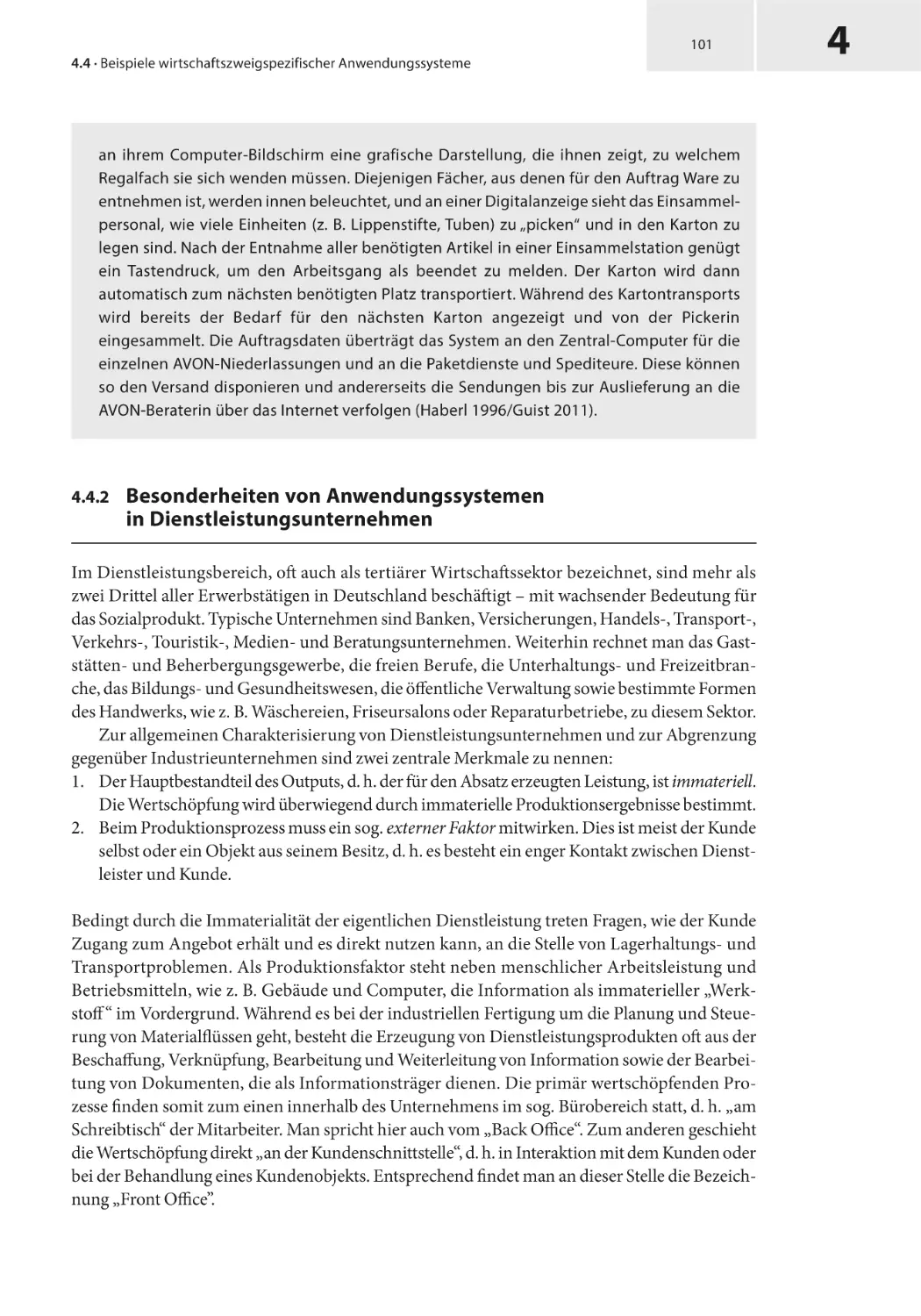 4.4.2 Besonderheiten von Anwendungssystemen in Dienstleistungsunternehmen