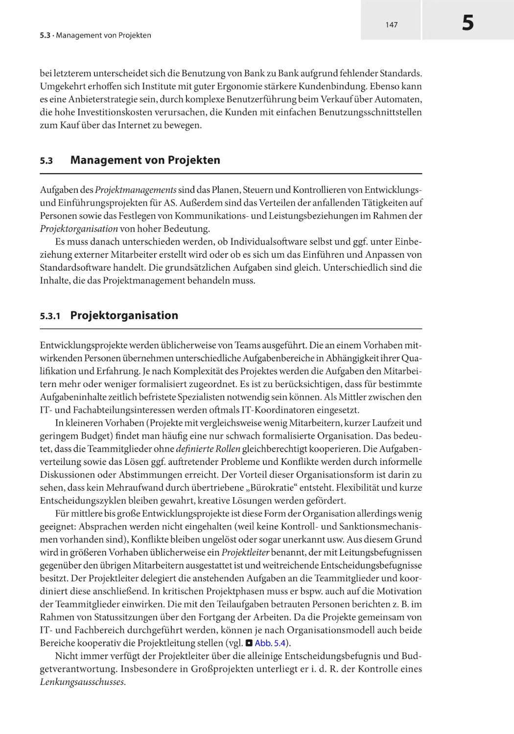 5.3 Management von Projekten
5.3.1 Projektorganisation