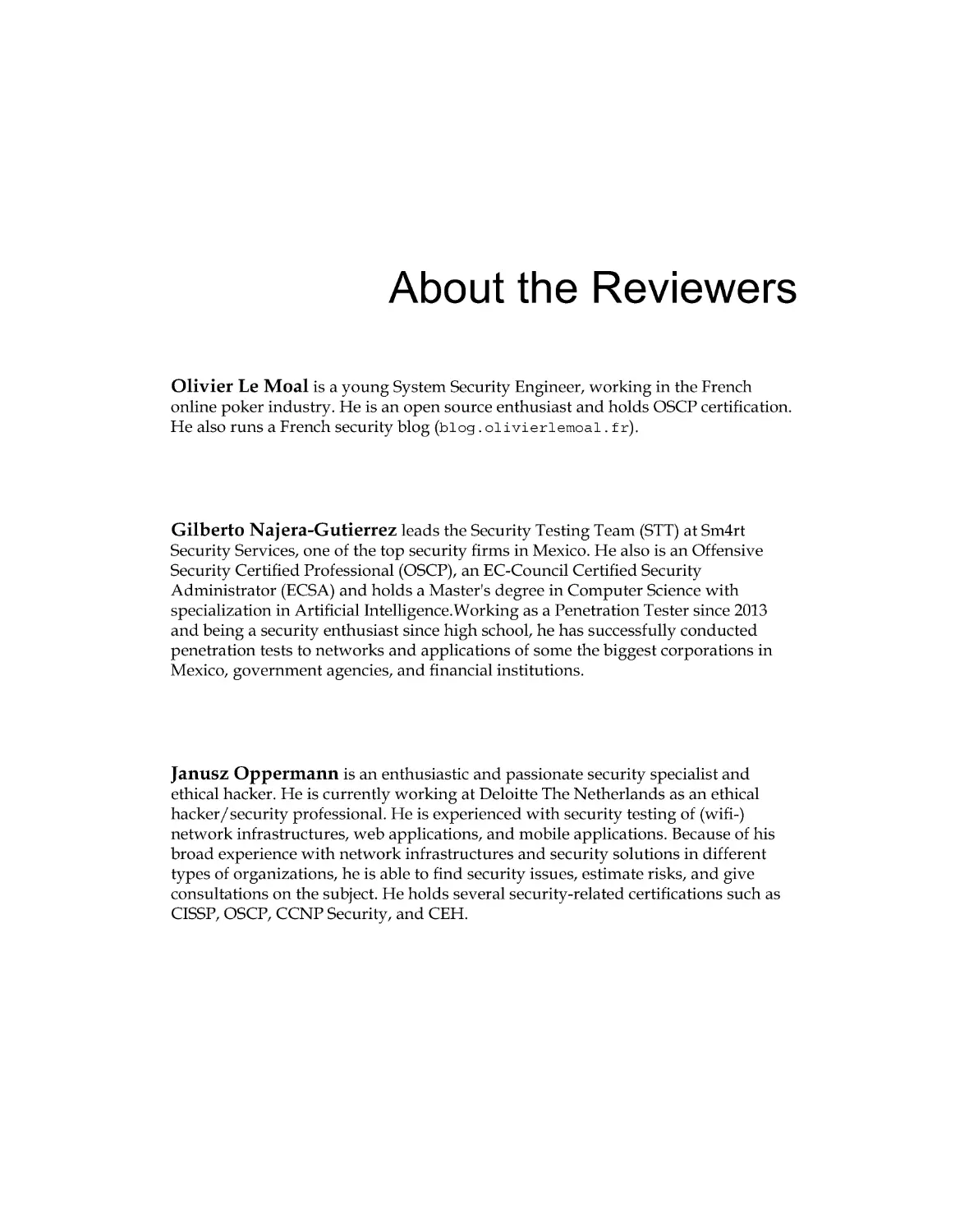 About the Reviewers