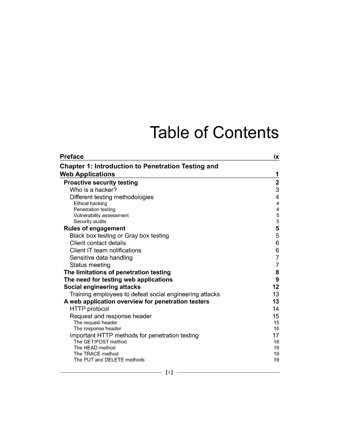 Table of Contents