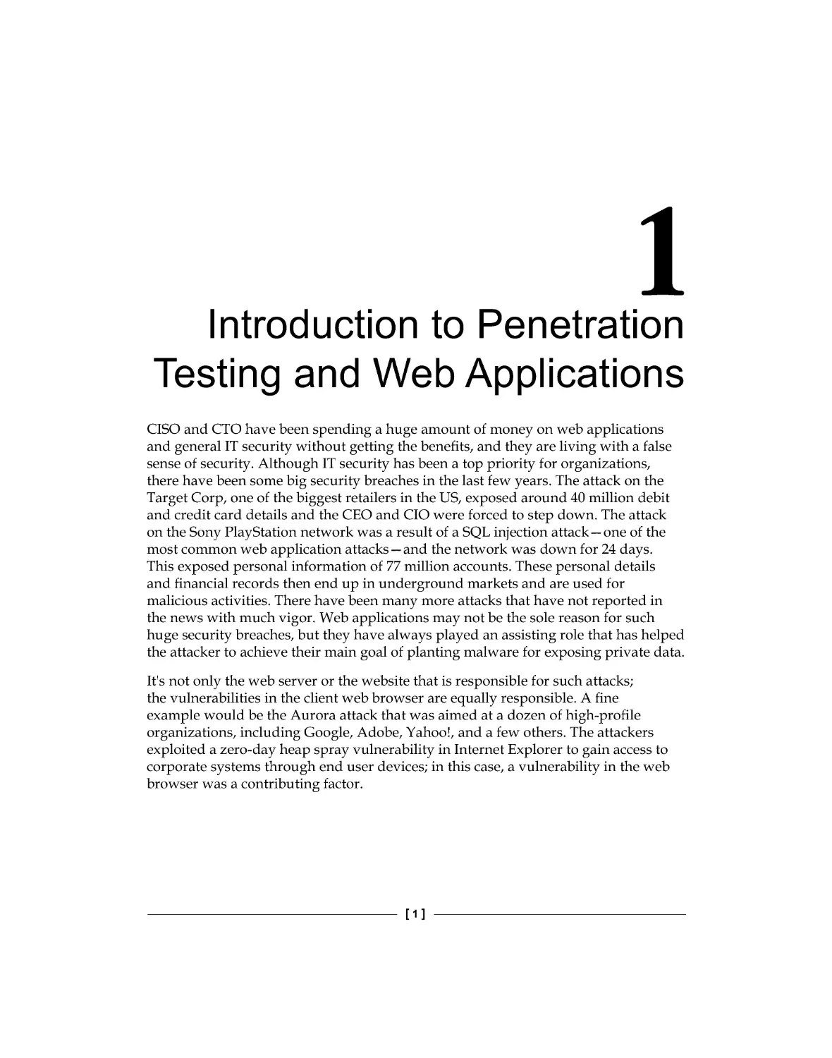 Chapter 1: Introduction to Penetration Testing and Web Applications