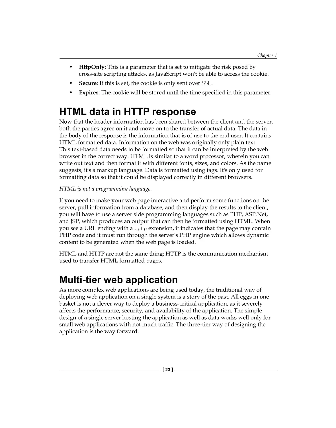 HTML data in HTTP response
Multi-tier web application