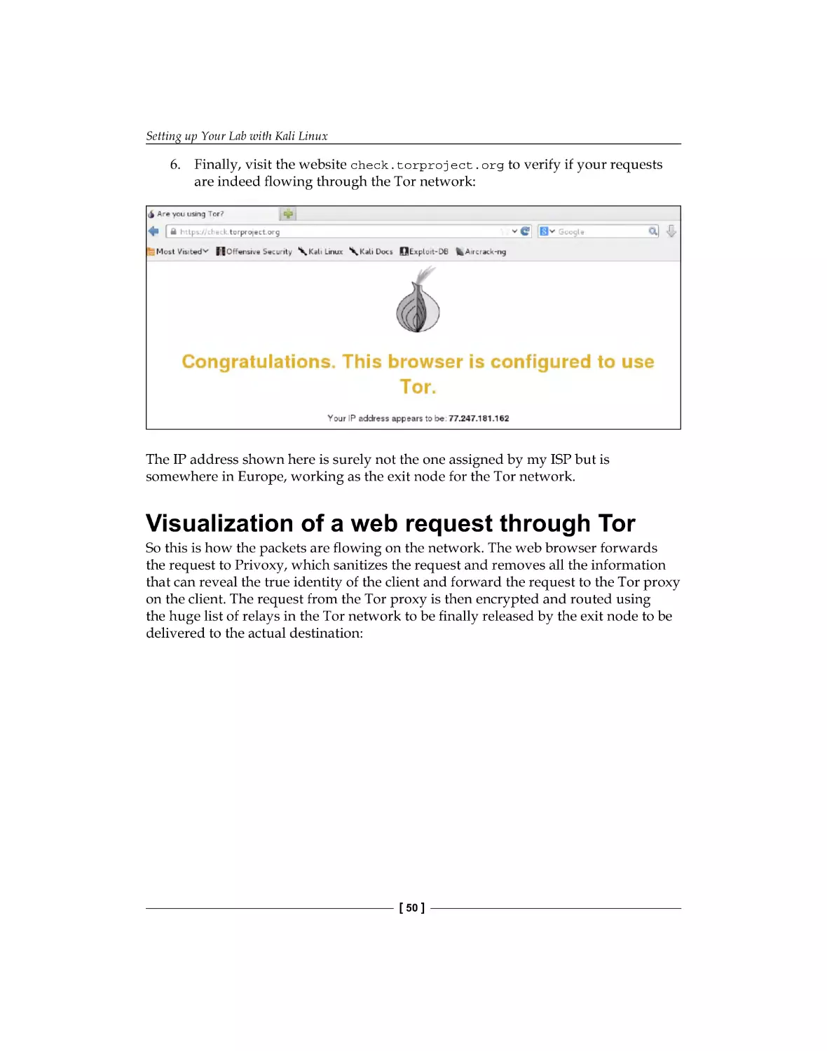 Visualization of a web request through Tor