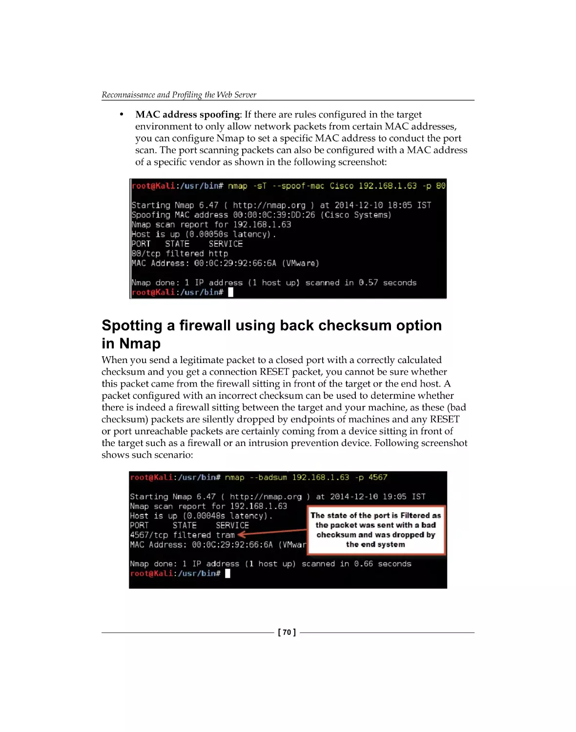 Spotting a firewall using back checksum option in Nmap