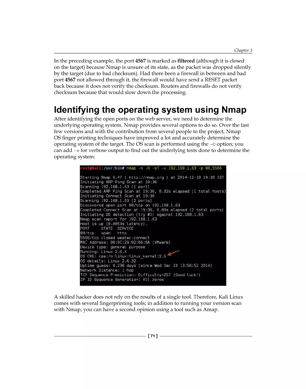 Identifying the operating system using Nmap