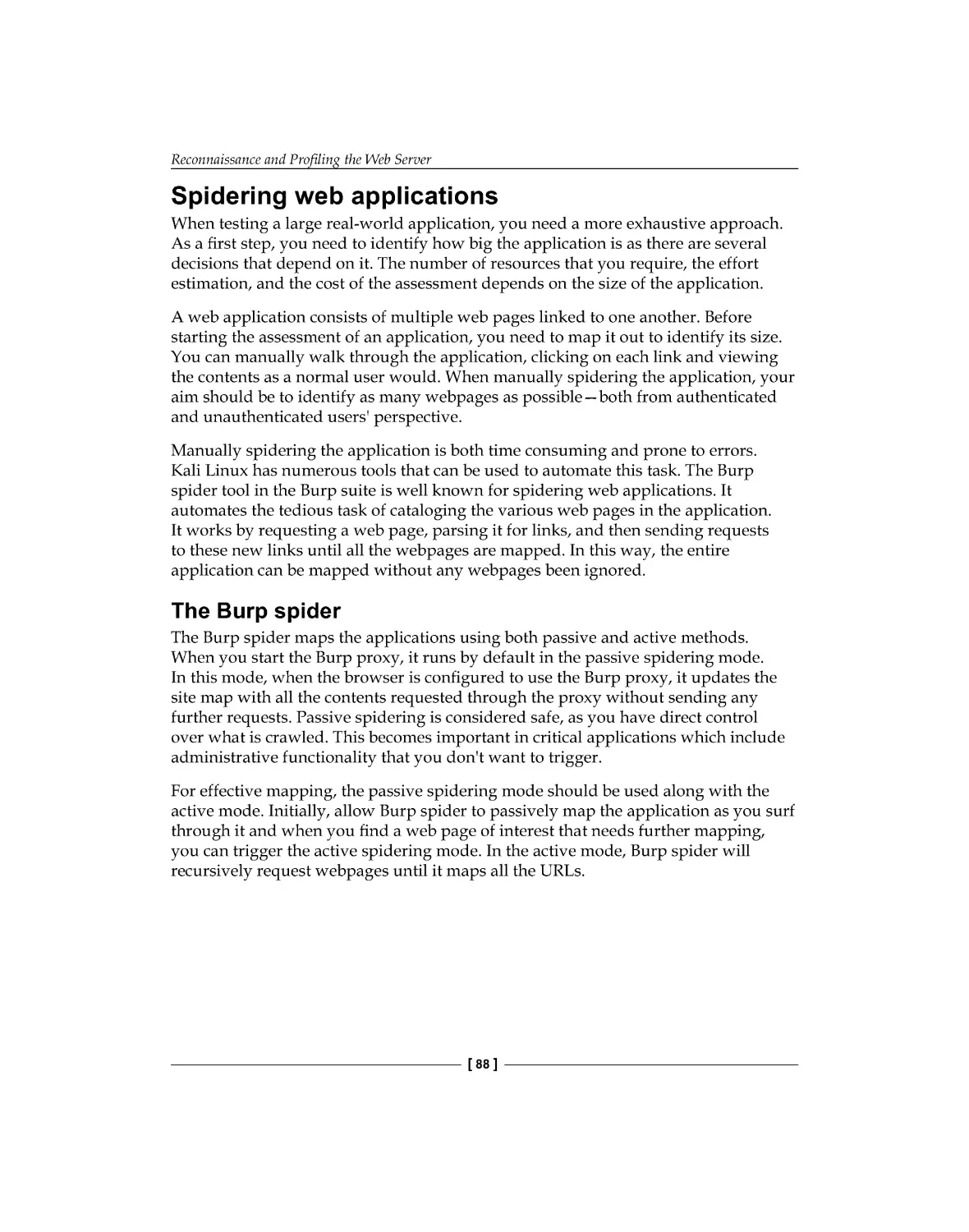 Spidering web applications