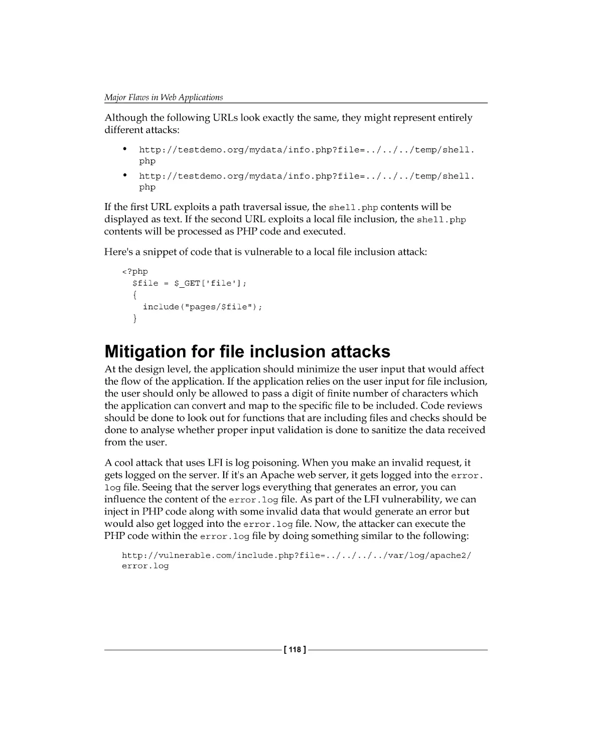 Mitigation for file inclusion attacks