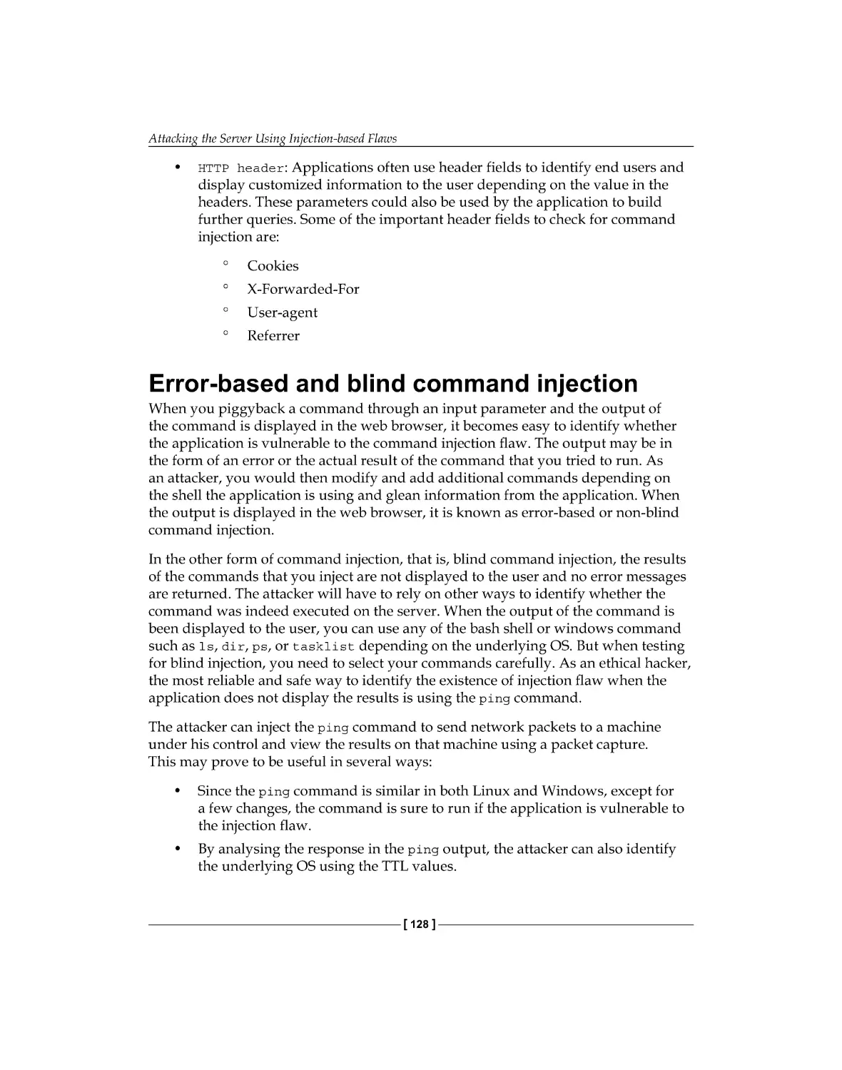 Error-based and blind command injection