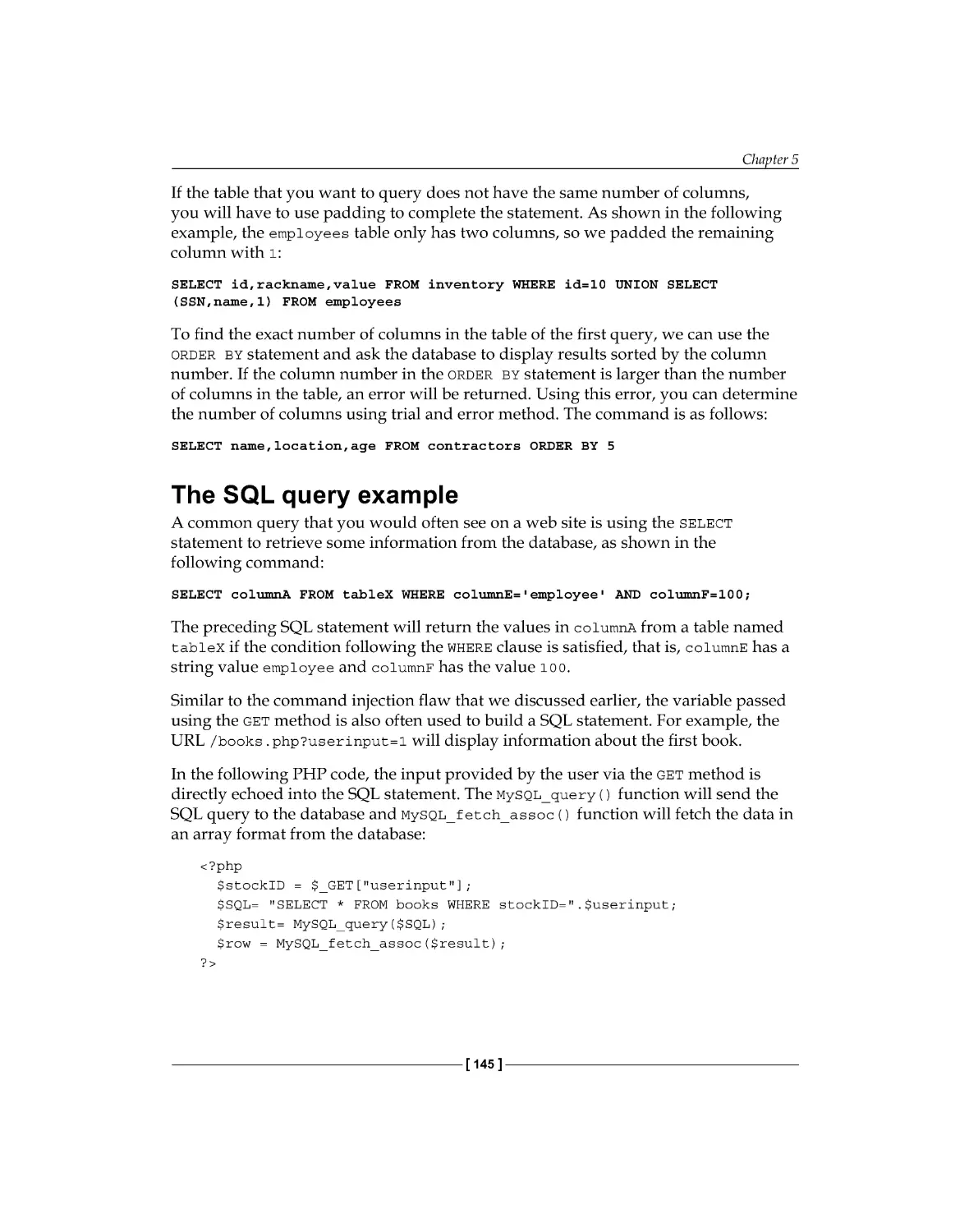 The SQL query example