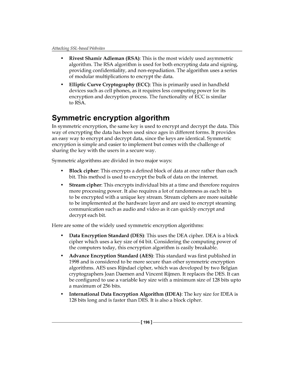 Symmetric encryption algorithm