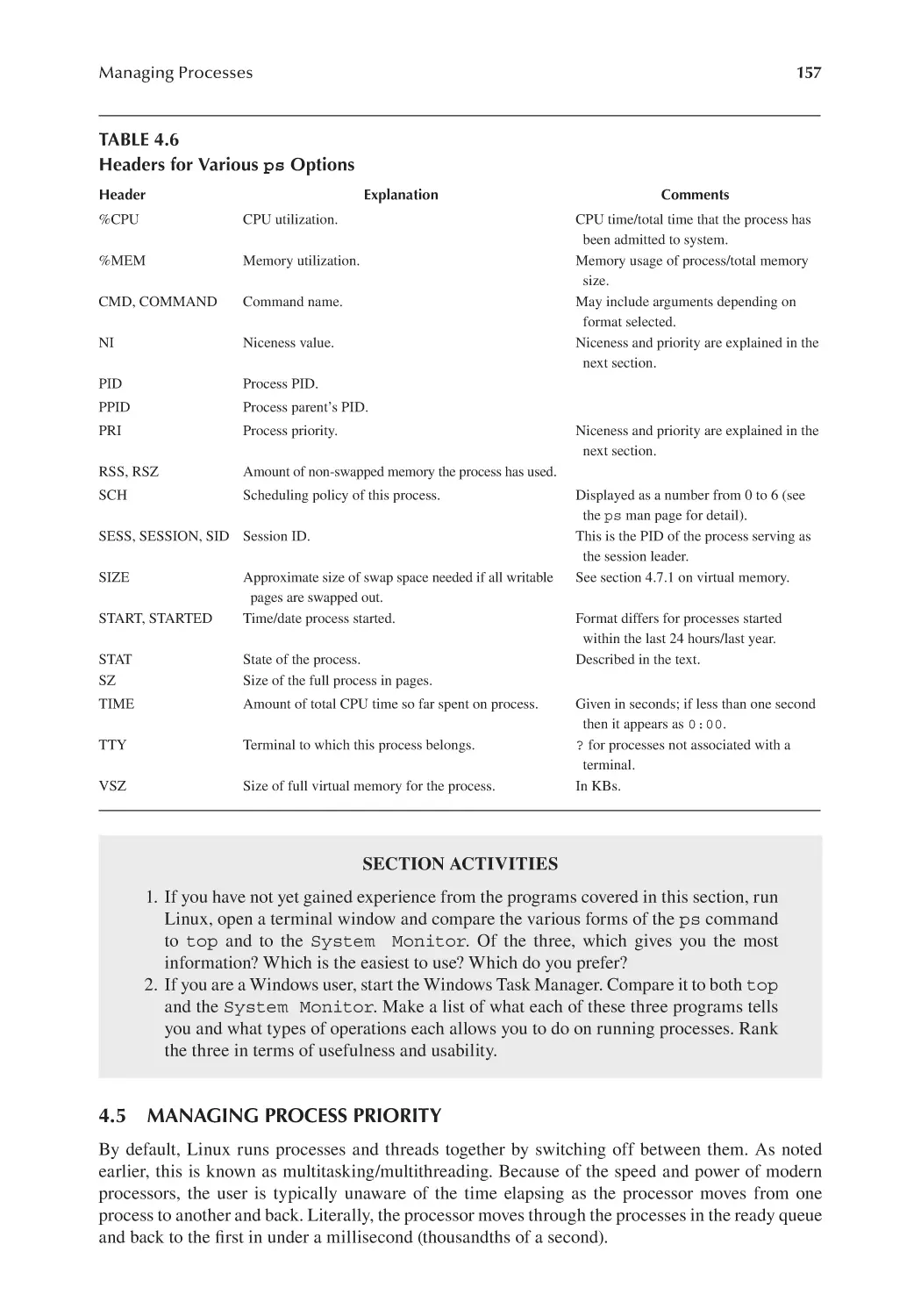 4.5 Managing Process Priority