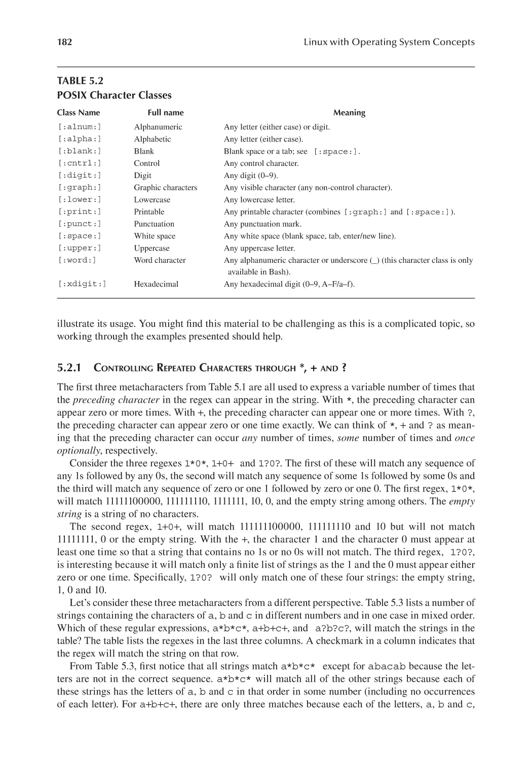 5.2.1 Controlling Repeated Characters through *, + and ?