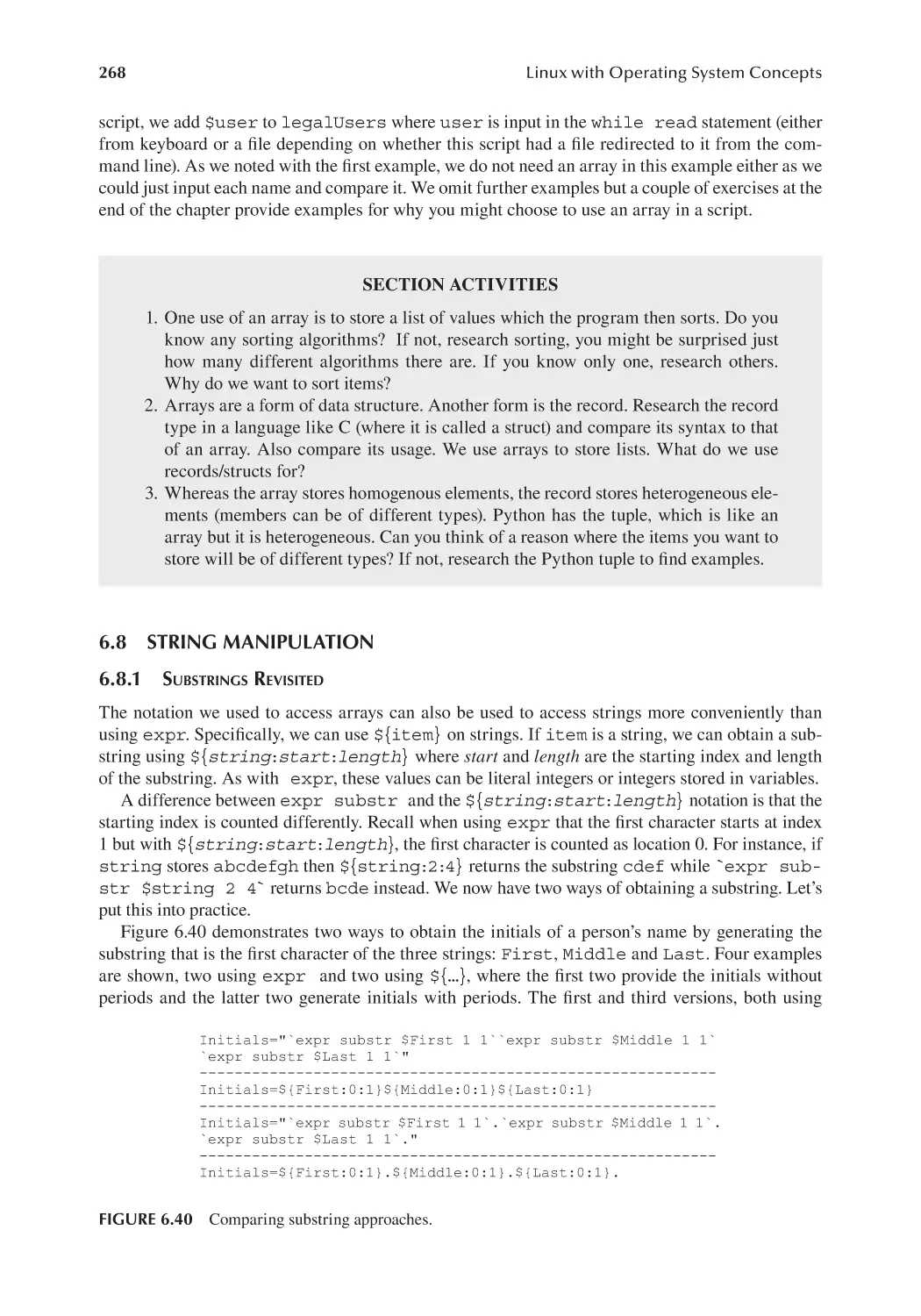 6.8 String Manipulation
6.8.1 Substrings Revisited