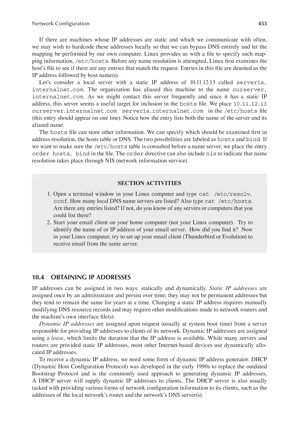 10.4 Obtaining IP Addresses