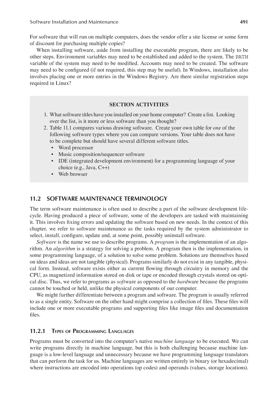 11.2 Software Maintenance Terminology
11.2.1 Types of Programming Languages