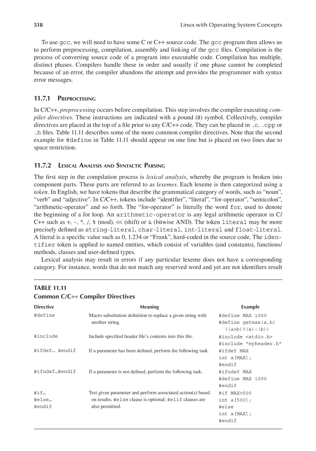 11.7.1 Preprocessing
11.7.2 Lexical Analysis and Syntactic Parsing