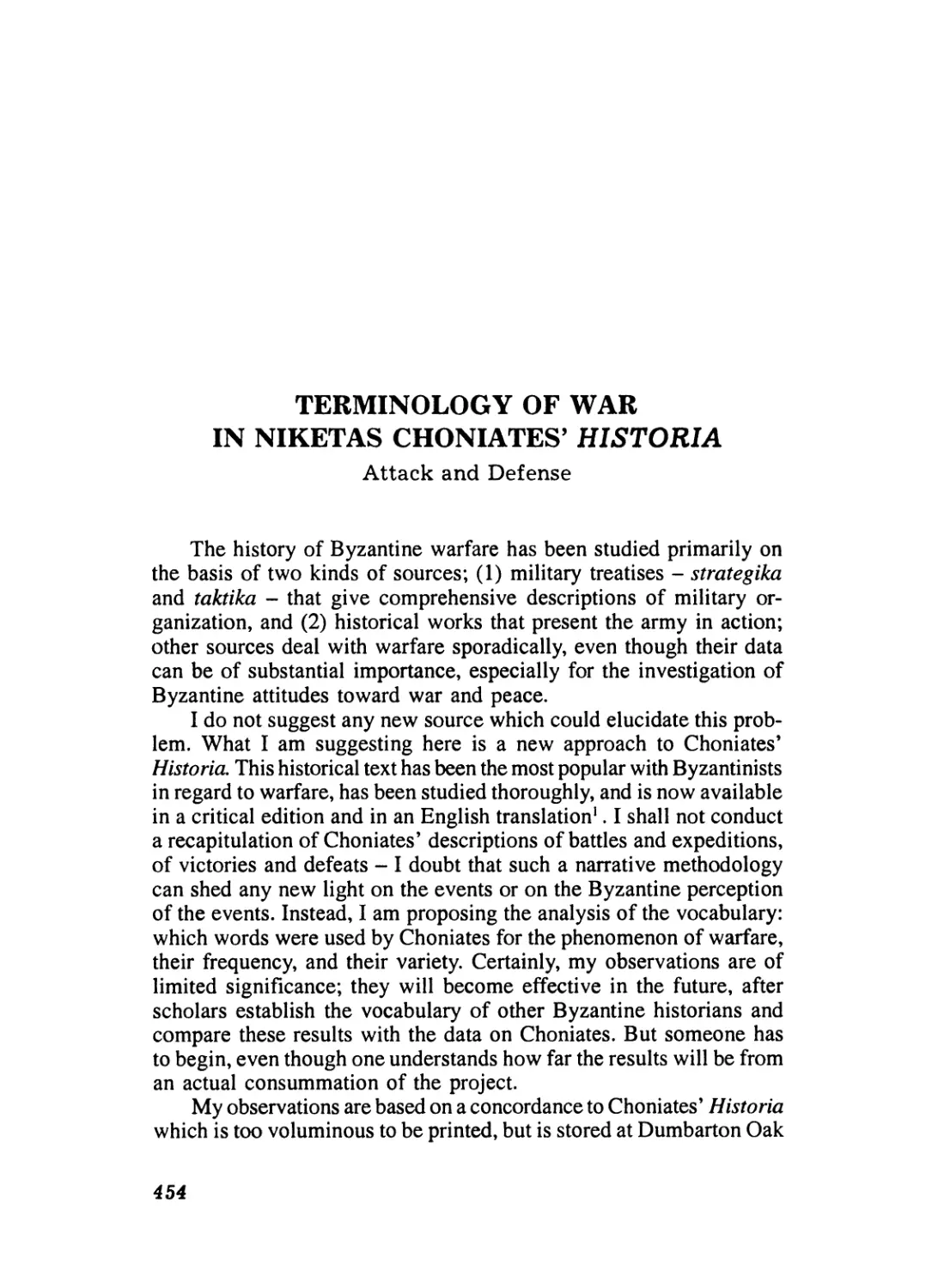 TERMINOLOGY OF WAR IN NIKETAS CHONIATES' HISTORIA