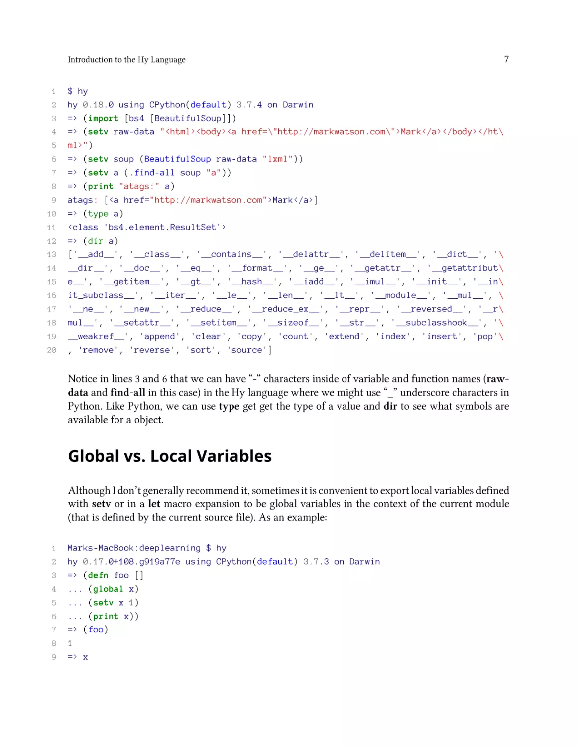 Global vs. Local Variables