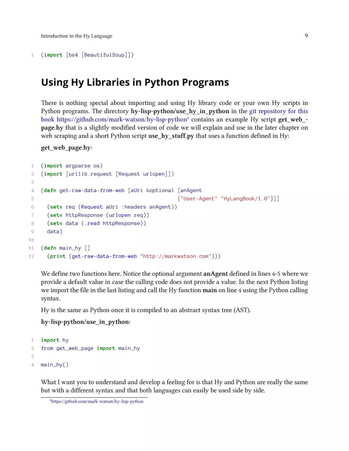 Using Hy Libraries in Python Programs