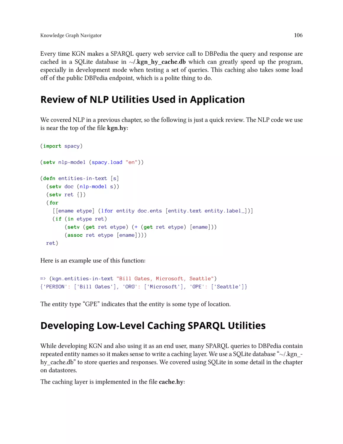 Review of NLP Utilities Used in Application
Developing Low-Level Caching SPARQL Utilities