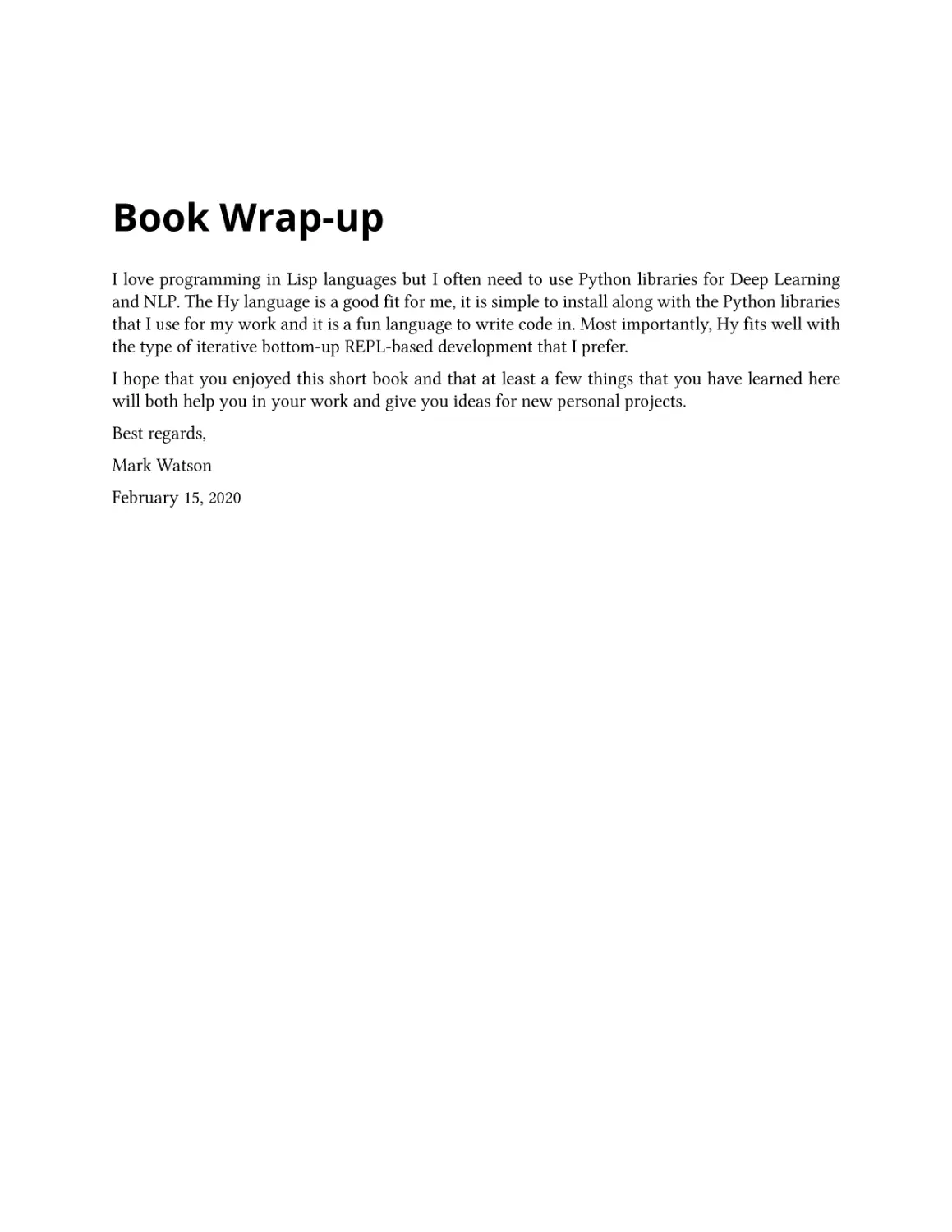 Book Wrap-up