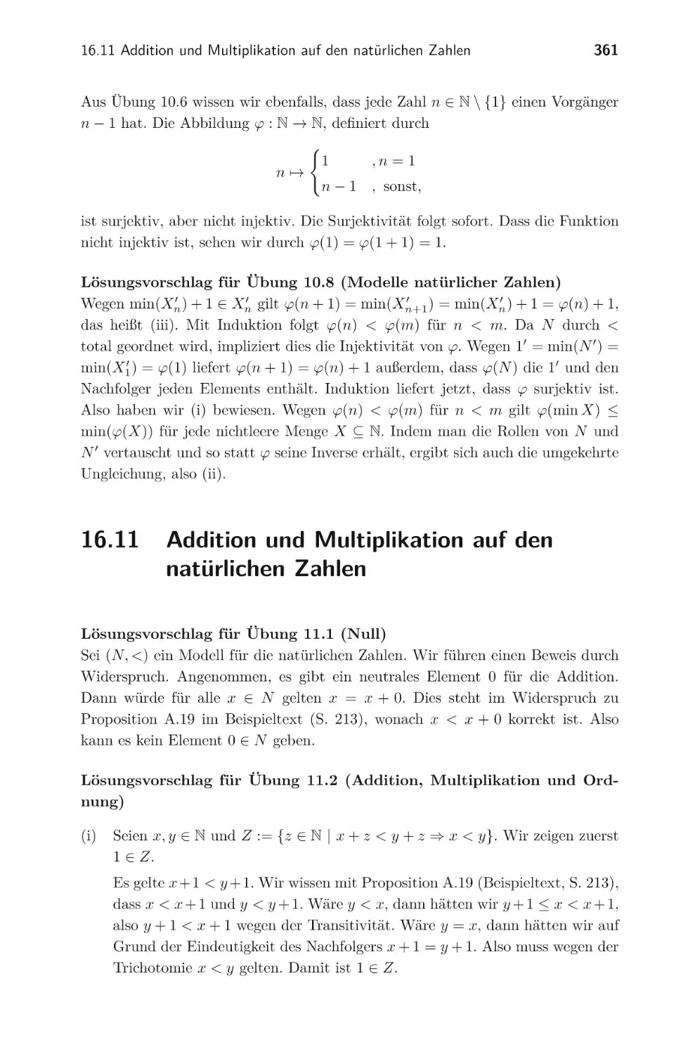 16.11 Addition und Multiplikation auf den natürlichen Zahlen