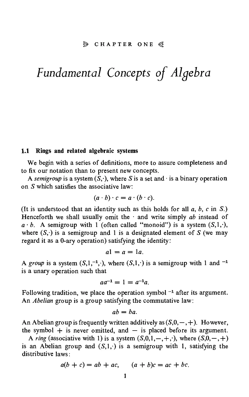 1. Fundamental Concepts of Algebra