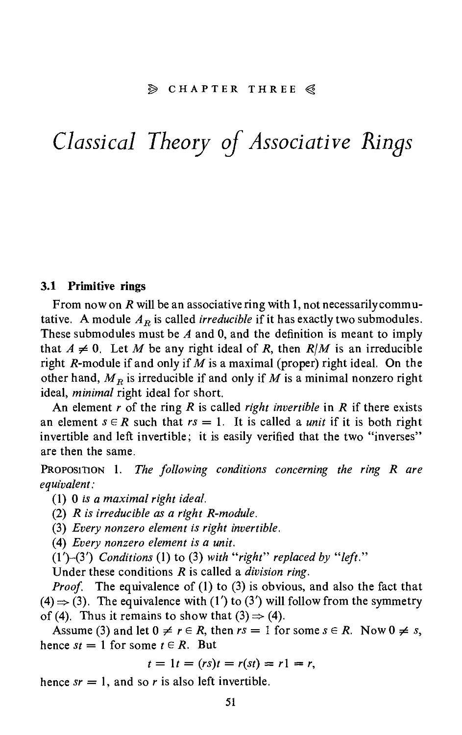 3. Classical Theory of Associative Rings