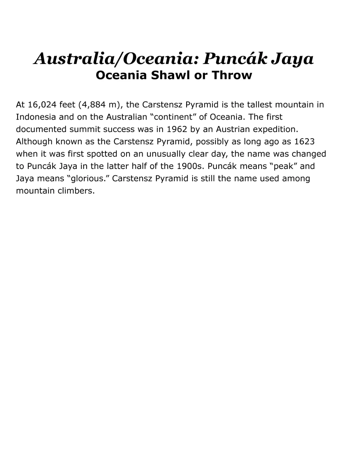 Australia/Oceania—Puncák Jaya