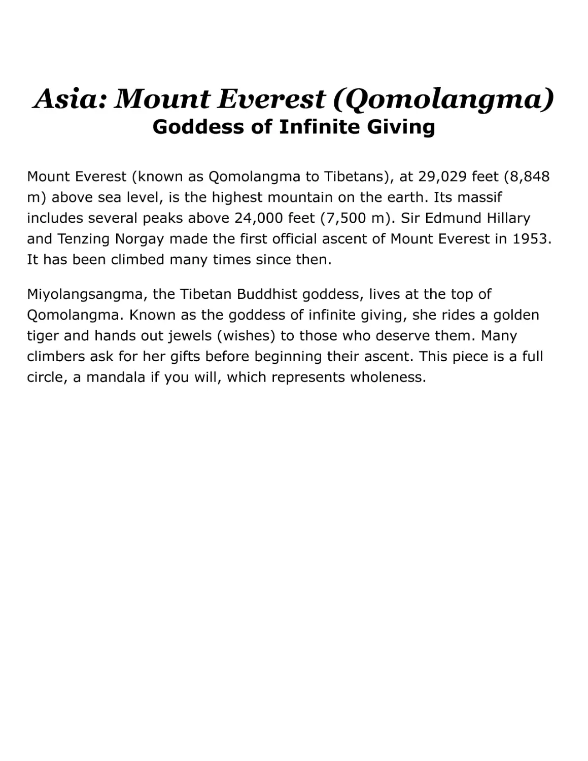 Asia—Mount Everest (Qomolangma)